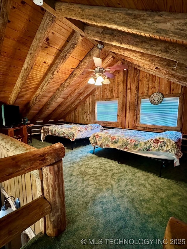 139 N Bk 1800 Rd, Stigler, OK 74462 - bedroom with lofted ceiling and wood walls