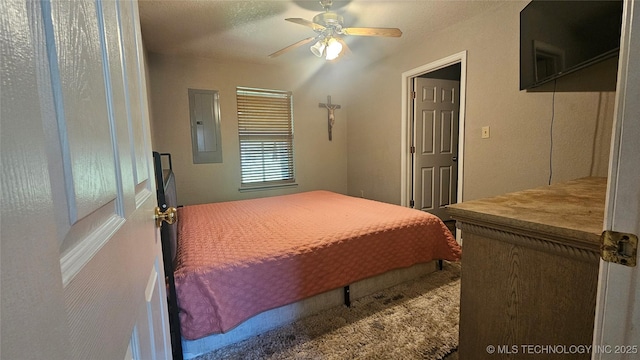 506 S Delaware Ave, Okmulgee, OK 74447 - bedroom with a ceiling fan and electric panel