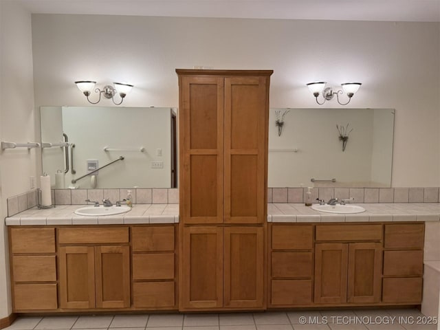 402325 W 2100th Rd, Bartlesville, OK 74006 - bathroom with double vanity and tile patterned floors