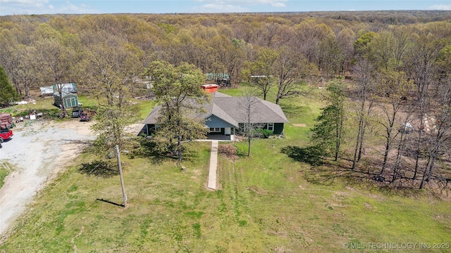 54555 E 340th Rd, Jay, OK 74346 - birds eye view of property featuring a forest view