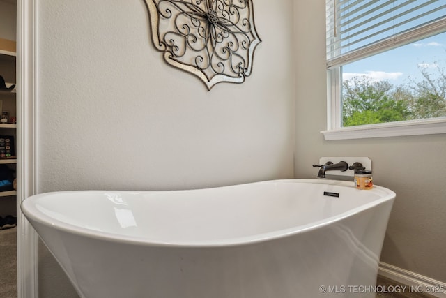 bathroom featuring a freestanding tub