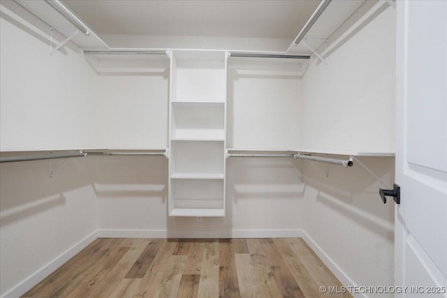 spacious closet with light wood finished floors