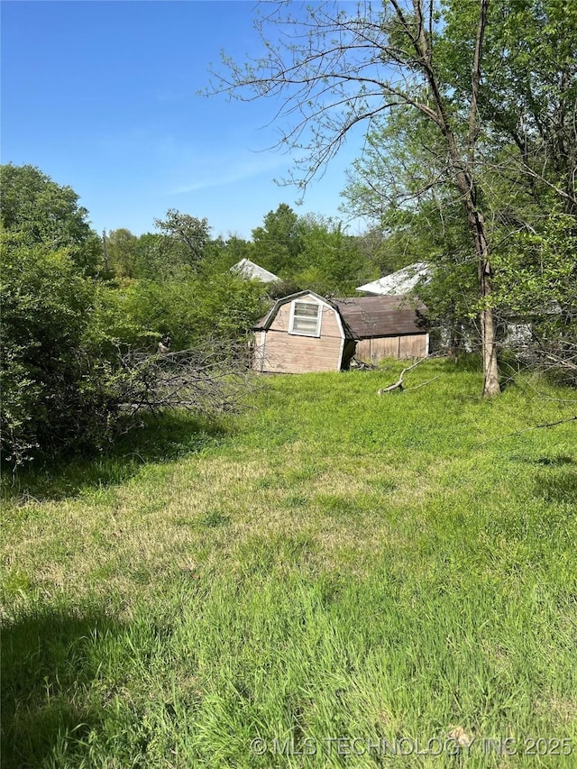 view of yard with an outbuilding