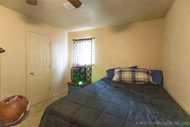 bedroom with carpet floors and visible vents