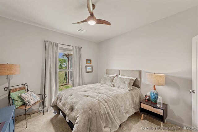 18576 N Jamestown Ave, Skiatook, OK 74070 - carpeted bedroom featuring visible vents and ceiling fan