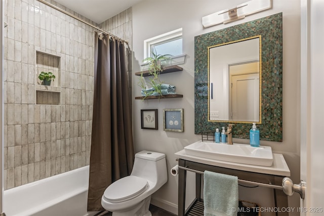 18576 N Jamestown Ave, Skiatook, OK 74070 - full bath with toilet, vanity, and shower / bath combination with curtain