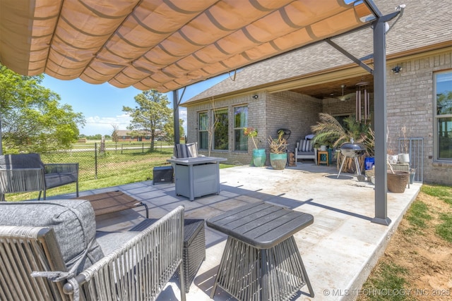 18576 N Jamestown Ave, Skiatook, OK 74070 - view of patio / terrace with a pergola, fence, and an outdoor living space