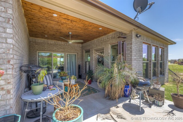 18576 N Jamestown Ave, Skiatook, OK 74070 - view of patio featuring a grill and ceiling fan