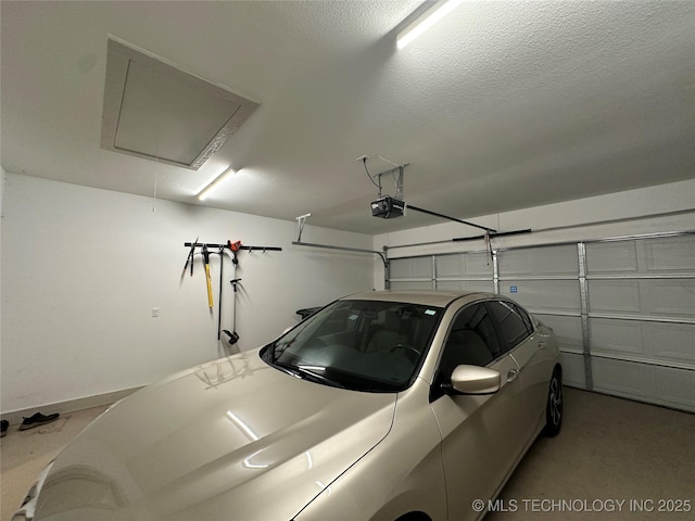 garage with a garage door opener