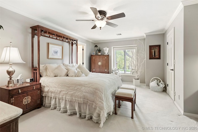 749 Brookhollow Ln, Bartlesville, OK 74006 - bedroom with light carpet, crown molding, and baseboards