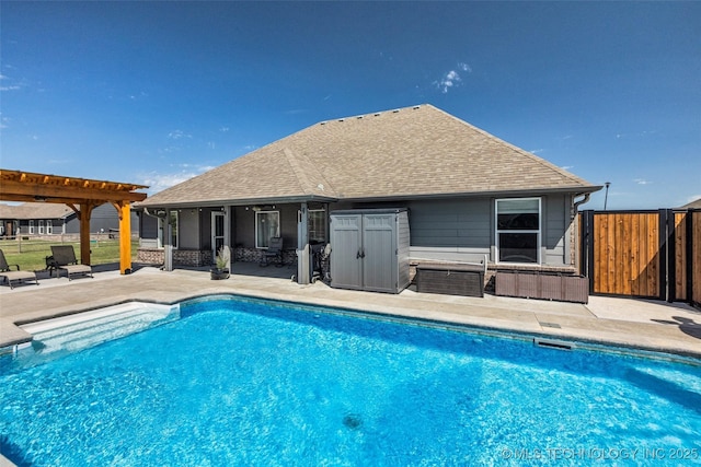 view of swimming pool with fence, a patio area, and a fenced in pool