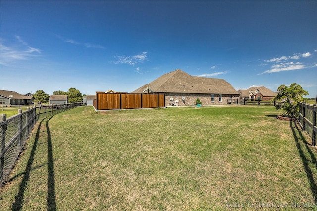 view of yard featuring a fenced backyard