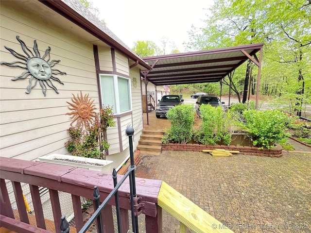 view of yard featuring an attached carport