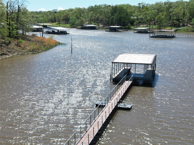 dock area featuring a water view