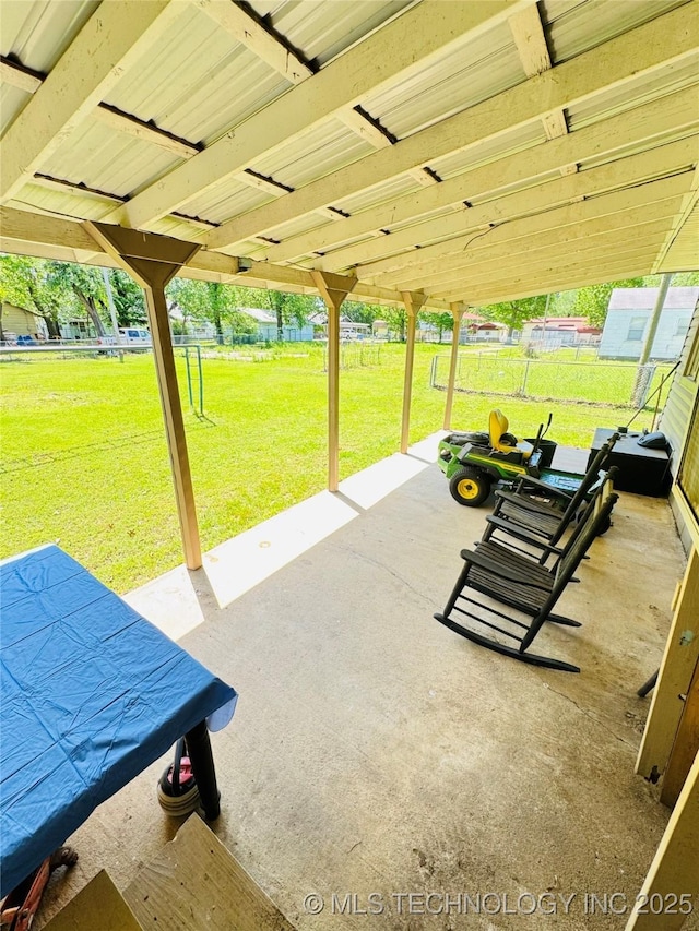 503 NW 2nd St, Checotah, OK 74426 - view of patio / terrace with a fenced backyard