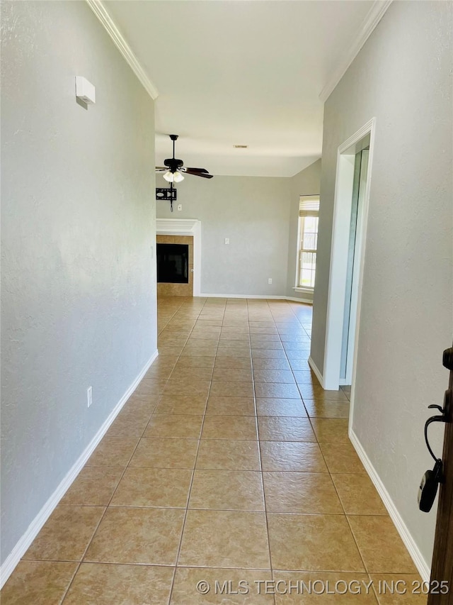 9700 E 110th St N, Owasso, OK 74055 - hallway featuring ornamental molding and light tile patterned floors