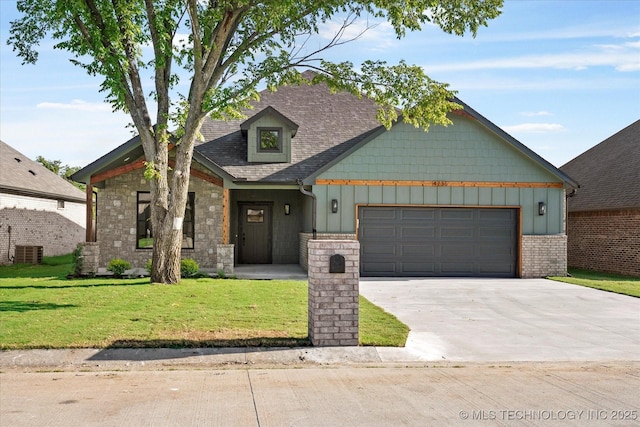 4231 W 4th St, Skiatook, OK 74070 - craftsman house with board and batten siding, driveway, a garage, and a front lawn