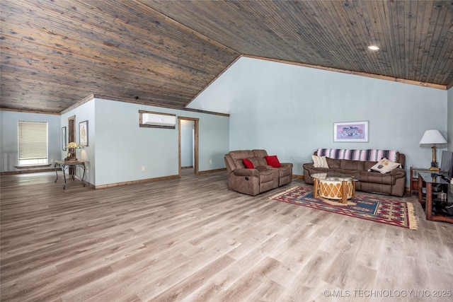 3633 Sawmill, Caddo, OK 74729 - living area with wood finished floors, wooden ceiling, baseboards, and a wall mounted AC