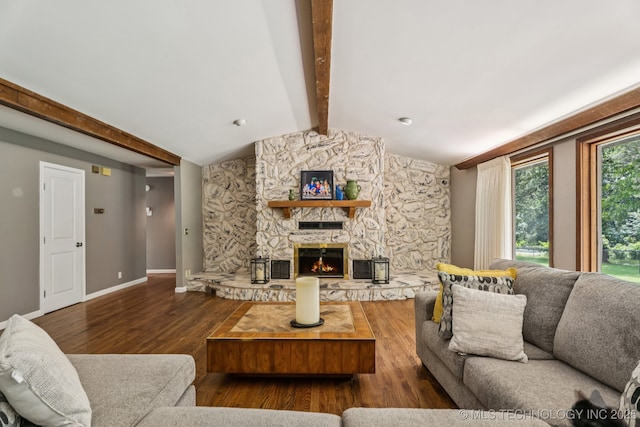 501 E Yuma Dr, Broken Arrow, OK 74011 - living area with wood finished floors and a fireplace