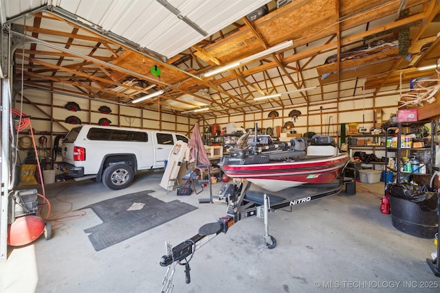 garage featuring a workshop area