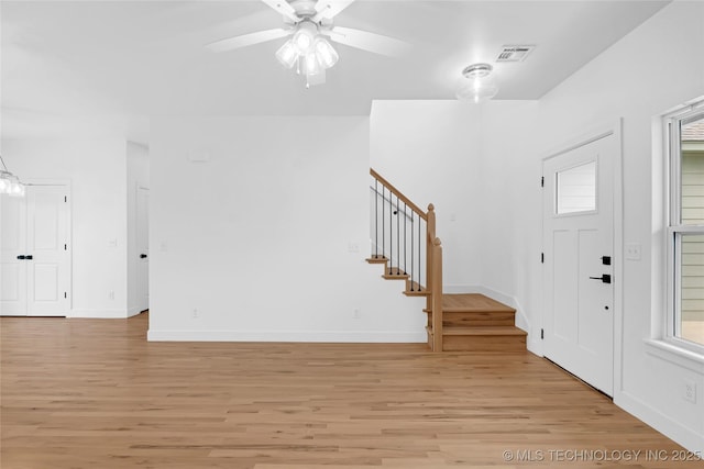 924 S Allegheny Ave, Tulsa, OK 74112 - entryway with light wood-style flooring, visible vents, baseboards, and stairway