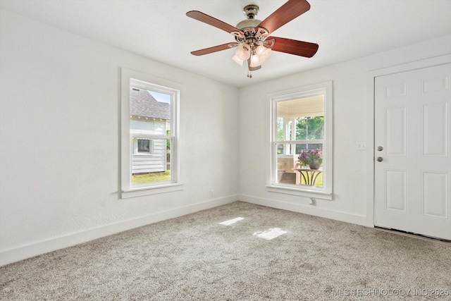 722 S Hughes Ave, Morris, OK 74445 - empty room featuring a ceiling fan, baseboards, and carpet