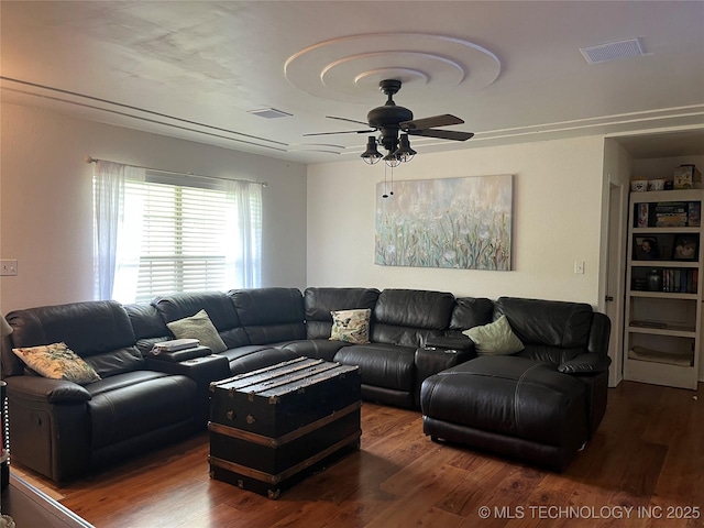 27121 E 161st St S, Coweta, OK 74429 - living room with ceiling fan and wood finished floors