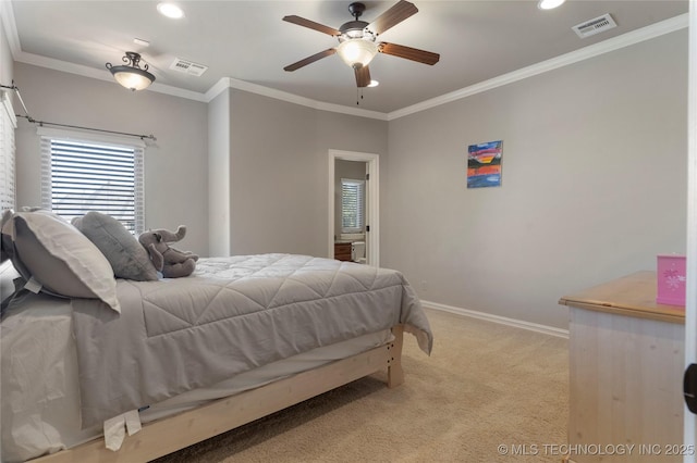 5905 W Charleston St, Broken Arrow, OK 74011 - bedroom featuring light colored carpet, baseboards, visible vents, and recessed lighting