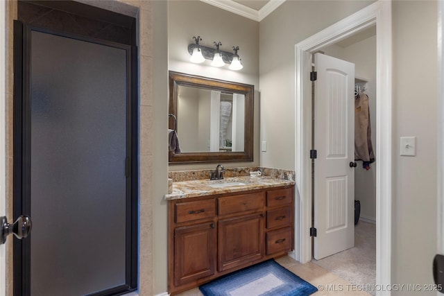 5905 W Charleston St, Broken Arrow, OK 74011 - bathroom featuring vanity and ornamental molding