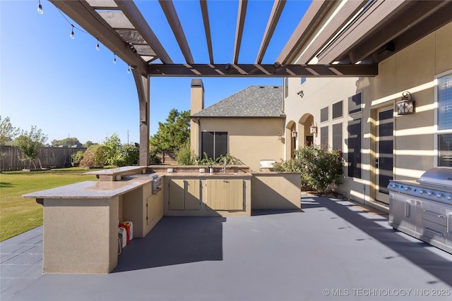 5905 W Charleston St, Broken Arrow, OK 74011 - view of patio with grilling area, fence, and area for grilling