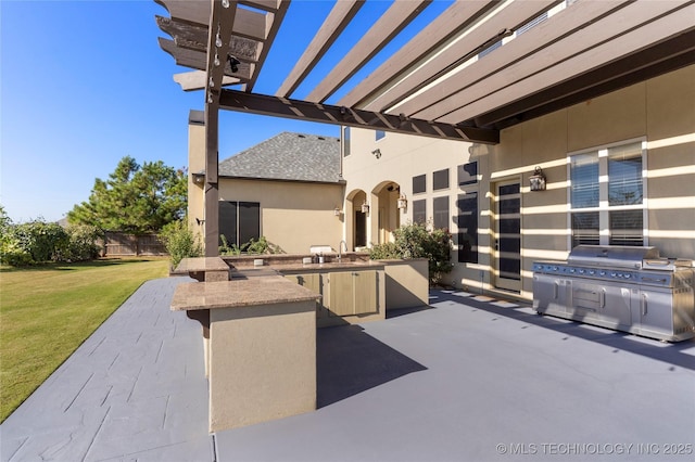 5905 W Charleston St, Broken Arrow, OK 74011 - view of patio featuring grilling area, exterior kitchen, and a sink