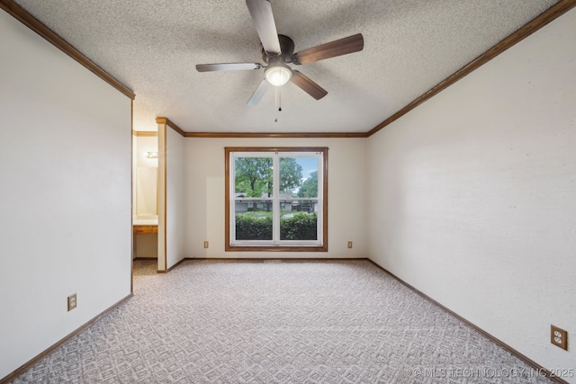 3316 S Ash Pl, Broken Arrow, OK 74012 - unfurnished room featuring crown molding, a ceiling fan, and a textured ceiling