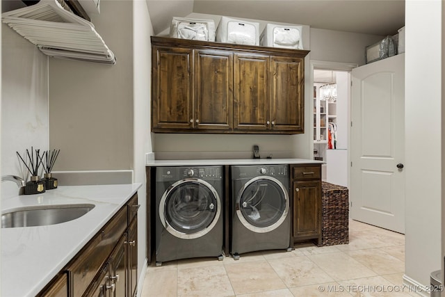 4416 S Orange Ave, Broken Arrow, OK 74011 - laundry area featuring separate washer and dryer, cabinet space, and a sink