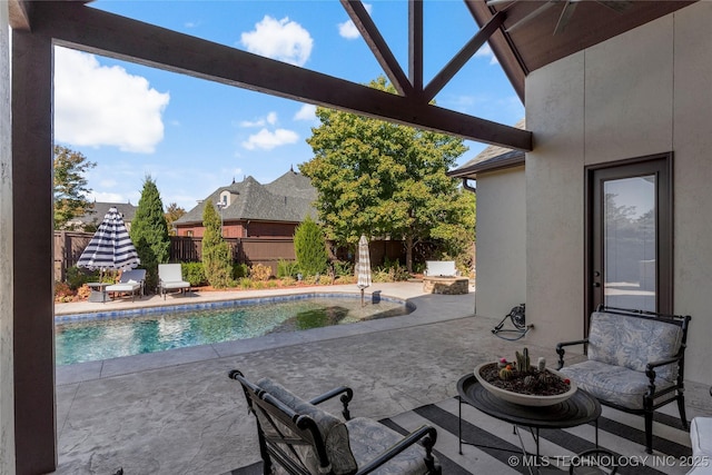 4416 S Orange Ave, Broken Arrow, OK 74011 - view of pool with a fenced backyard, a patio, and a fenced in pool