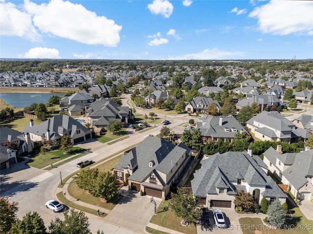 4416 S Orange Ave, Broken Arrow, OK 74011 - birds eye view of property with a residential view and a water view