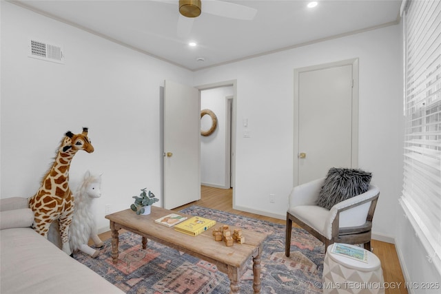3644 S Louisville Ave, Tulsa, OK 74135 - living room with light wood-style floors, recessed lighting, a ceiling fan, and baseboards