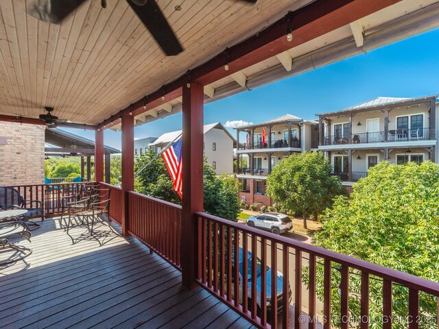 31 Park St, Carlton Landing, OK 74432 - wooden deck featuring a residential view and ceiling fan