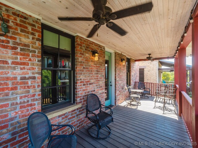 31 Park St, Carlton Landing, OK 74432 - deck with a ceiling fan and covered porch