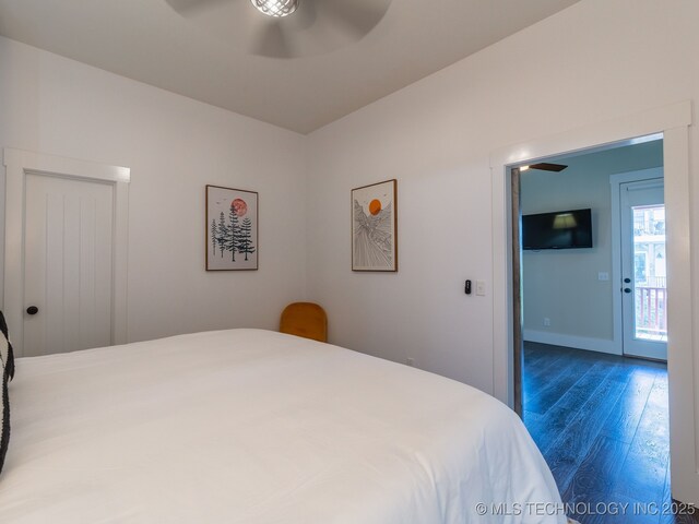 31 Park St, Carlton Landing, OK 74432 - bedroom with baseboards, wood finished floors, and ceiling fan