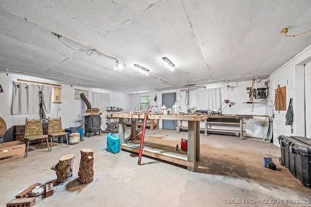 below grade area featuring a workshop area