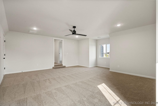 13676 S 23rd St, Bixby, OK 74008 - spare room with ceiling fan, carpet floors, and recessed lighting