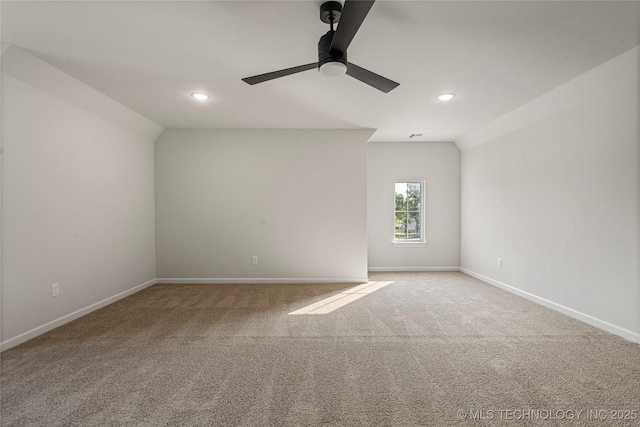 13676 S 23rd St, Bixby, OK 74008 - carpeted spare room with ceiling fan, recessed lighting, and lofted ceiling