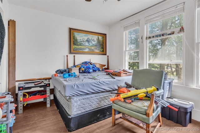 bedroom with wood finished floors