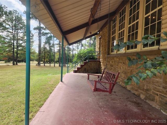 view of patio / terrace with stairway