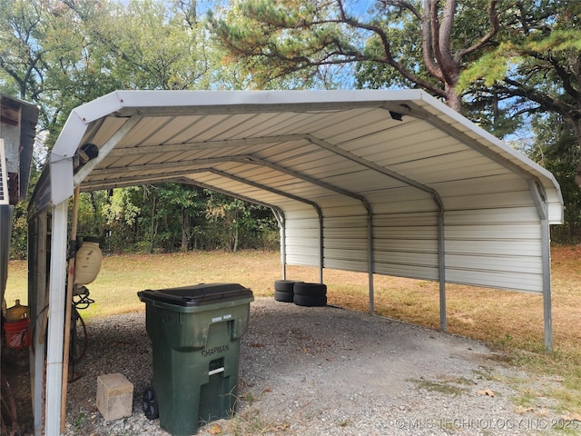 view of parking / parking lot with a carport