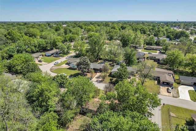 507 W Quincy St, Broken Arrow, OK 74012 - aerial view of residential area with a heavily wooded area