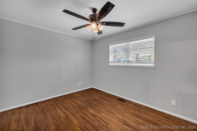507 W Quincy St, Broken Arrow, OK 74012 - unfurnished room featuring baseboards, wood finished floors, a ceiling fan, and crown molding