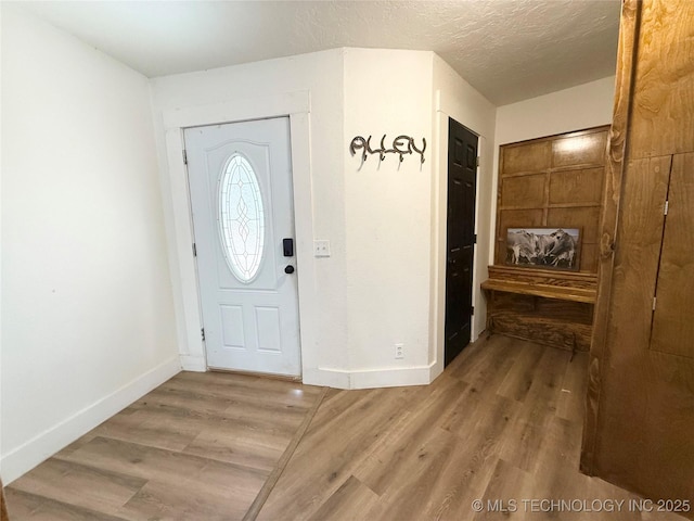 foyer with wood finished floors and baseboards
