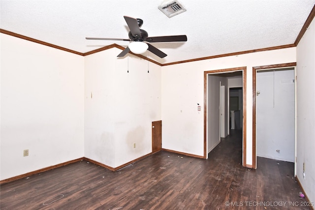 6903 E 63rd St, Tulsa, OK 74133 - unfurnished room featuring wood finished floors, ceiling fan, baseboards, a textured ceiling, and crown molding