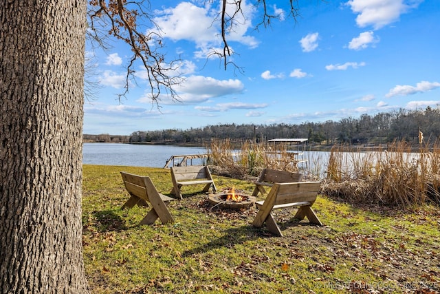 exterior space with a fire pit